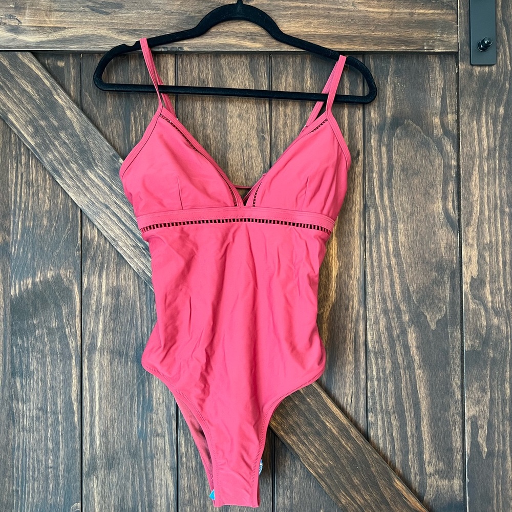 CUPSHE Novah Lace up Burgundy One piece XL